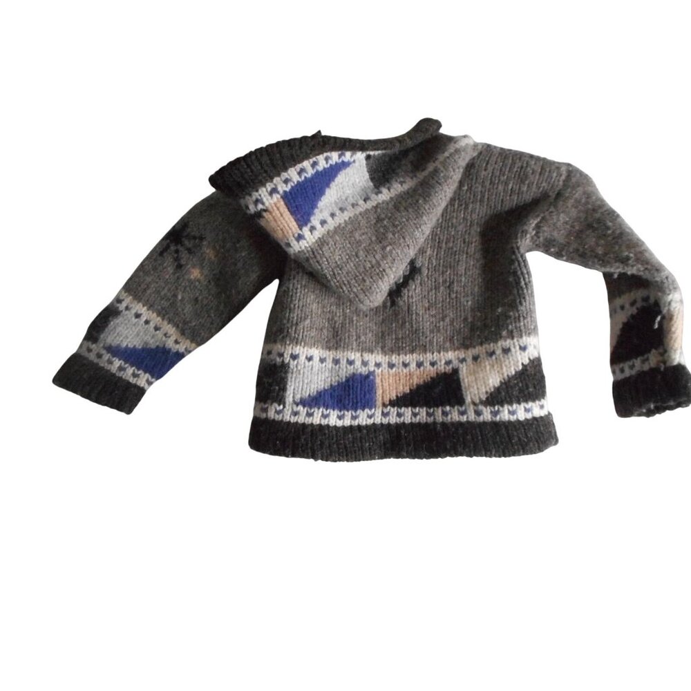 Unisex Grey hoodie sweater zip front multicolor abstract pattern Boys Girls 3T - Picture 3 of 5